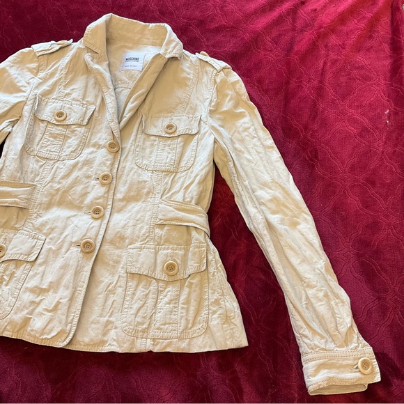 MOSCHINO Beige Button-UpLightweight Jacket, Flap Pockets - Medium - Picture 3 of 14